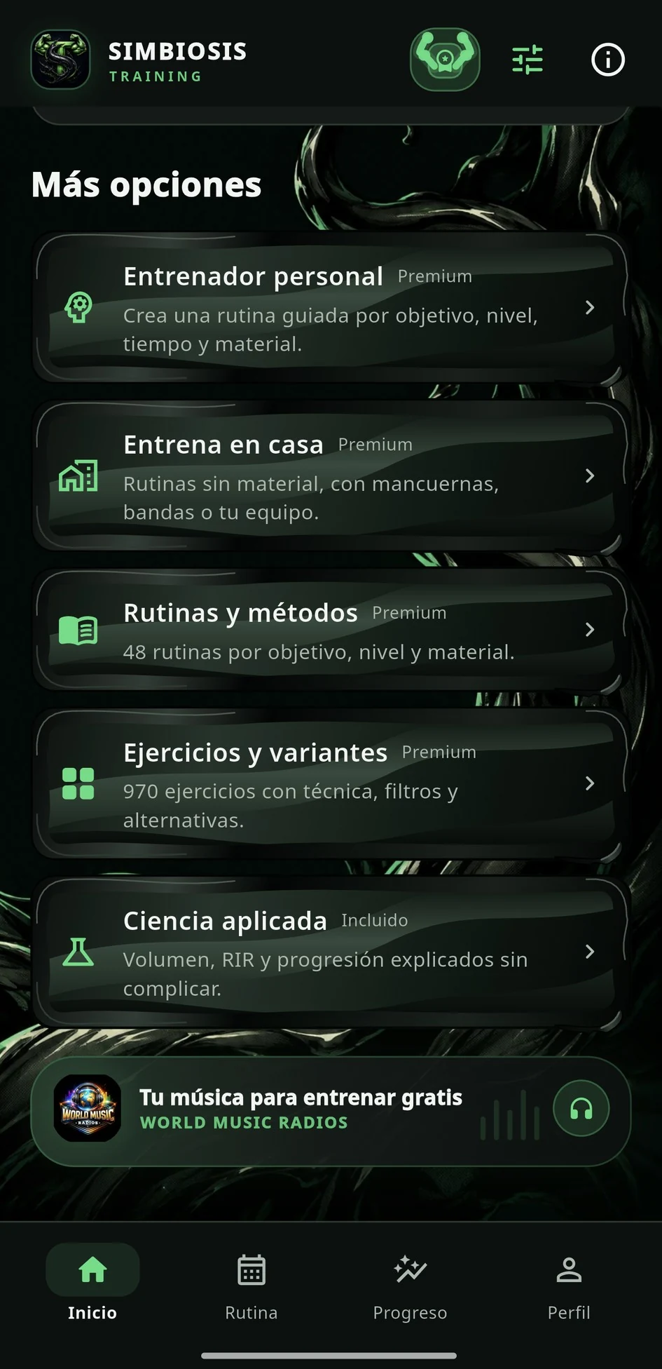 Inicio de Simbiosis Training sin imágenes personales