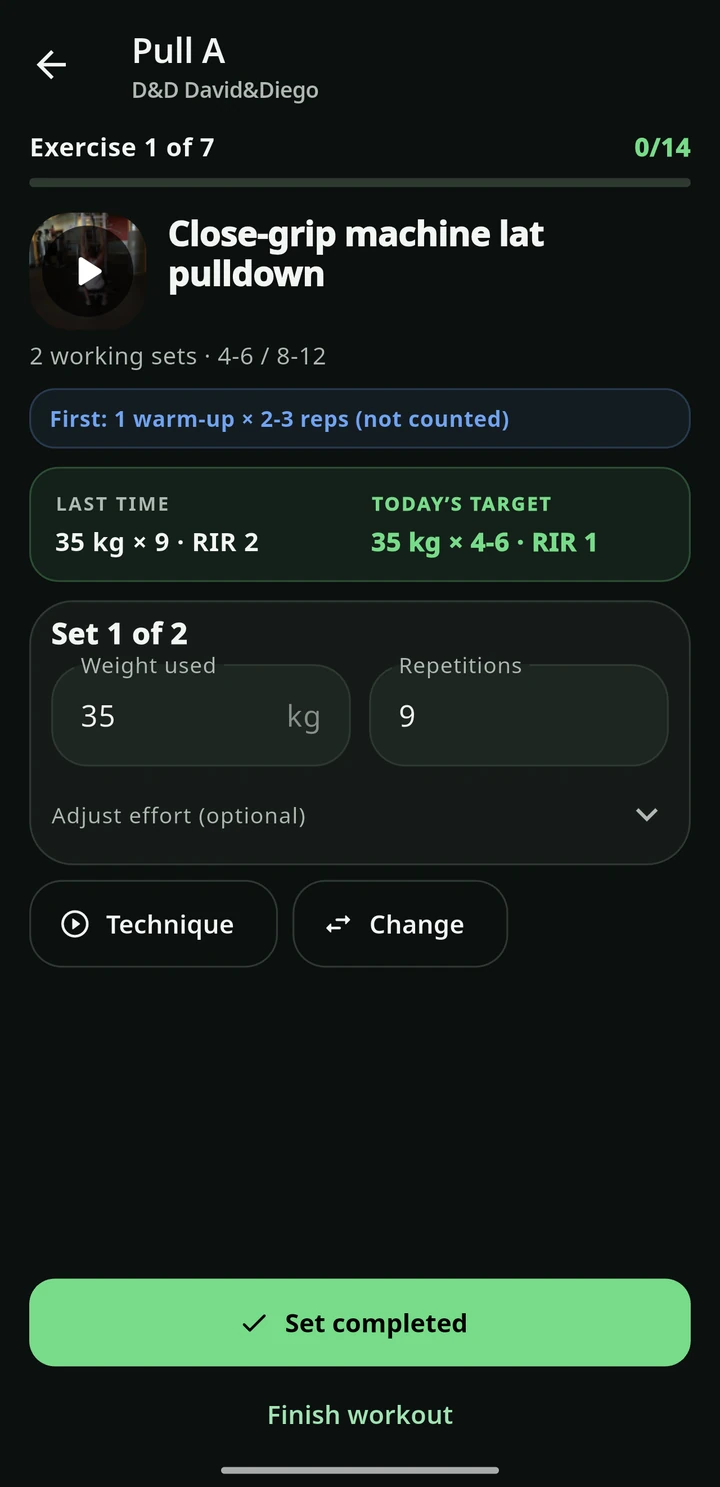 Simbiosis Training — Log the set
