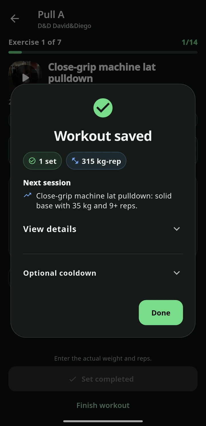 Simbiosis Training — Finish and review progress
