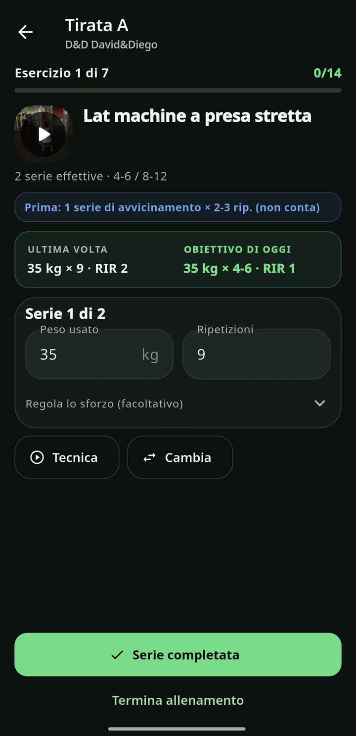 Simbiosis Training — Registra la serie