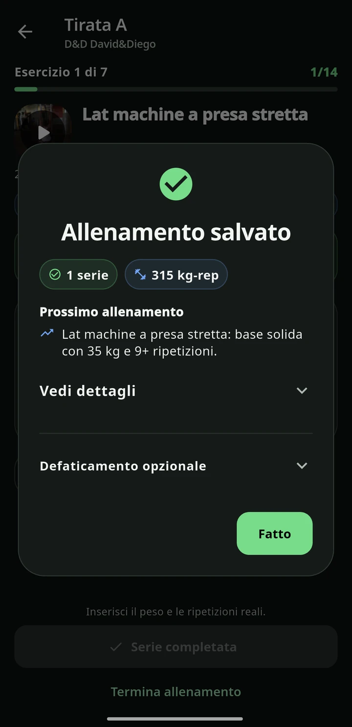Simbiosis Training — Termina e guarda i progressi
