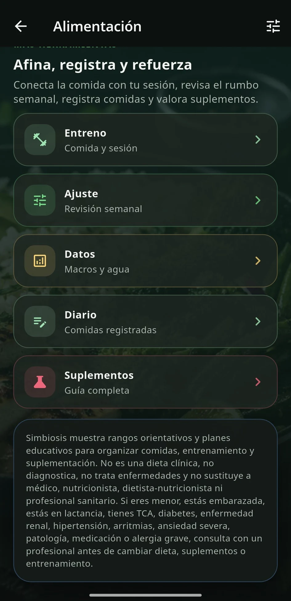 Alimentación: herramientas disponibles
