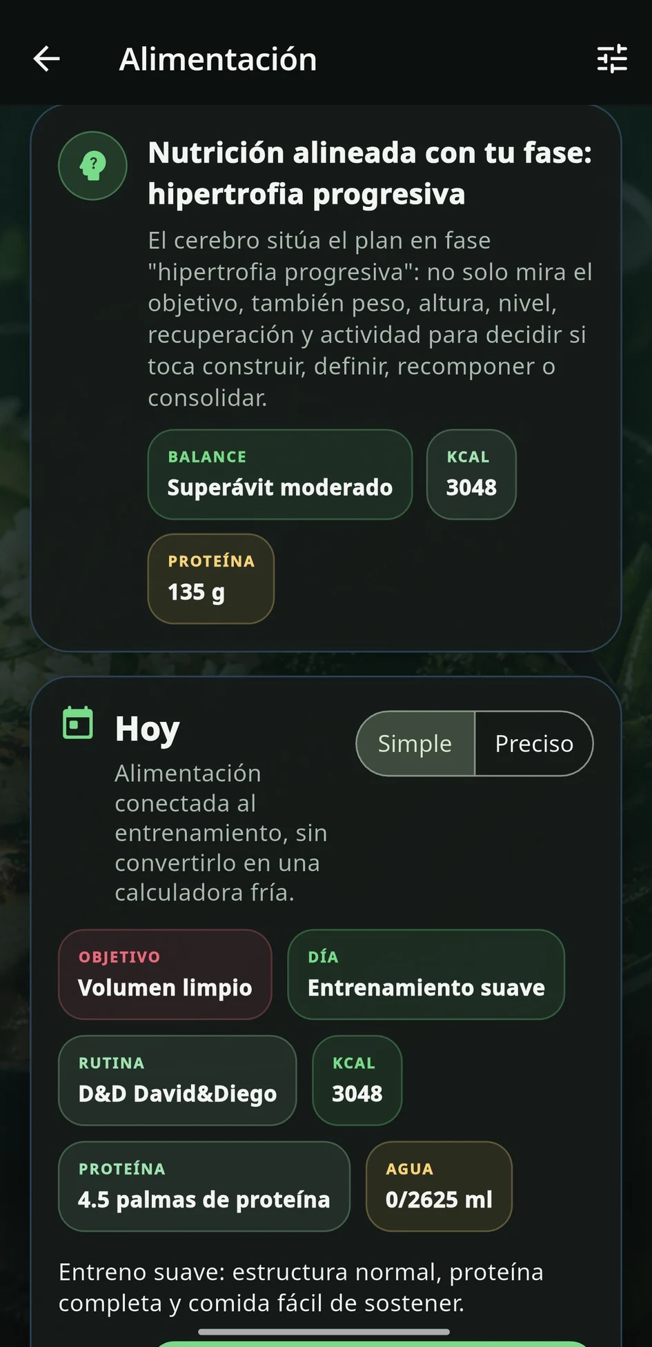 Alimentación adaptada a la fase y al entrenamiento